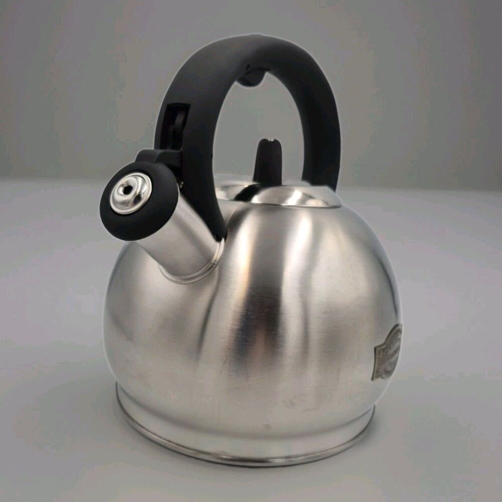 Style Whistling Tea Kettle Silver w black Handle Brandani Premium Quality New